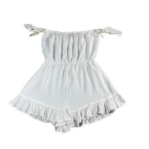 Forever 21 White Off Shoulder Ruffle Hem Romper Size Medium Short Jumpsuit